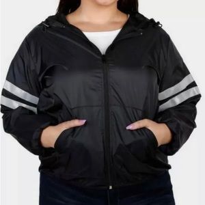 Plus Size Womens Reflex Love Reflective Windbreaker Lightweight Jacket Black